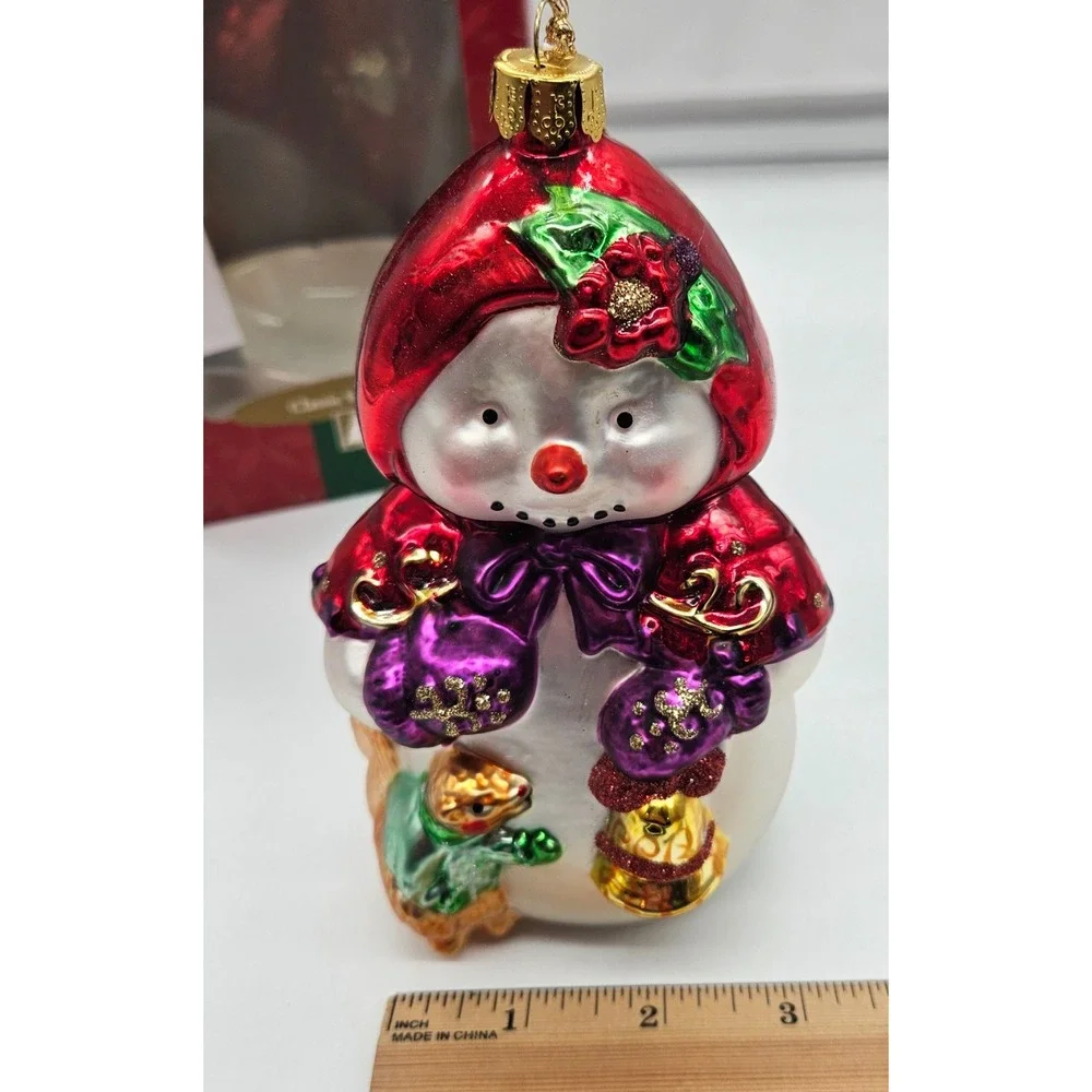 Brass Key Christmas Treasures Glass Snowman Ornament Red Cape Squirrel Bell Box